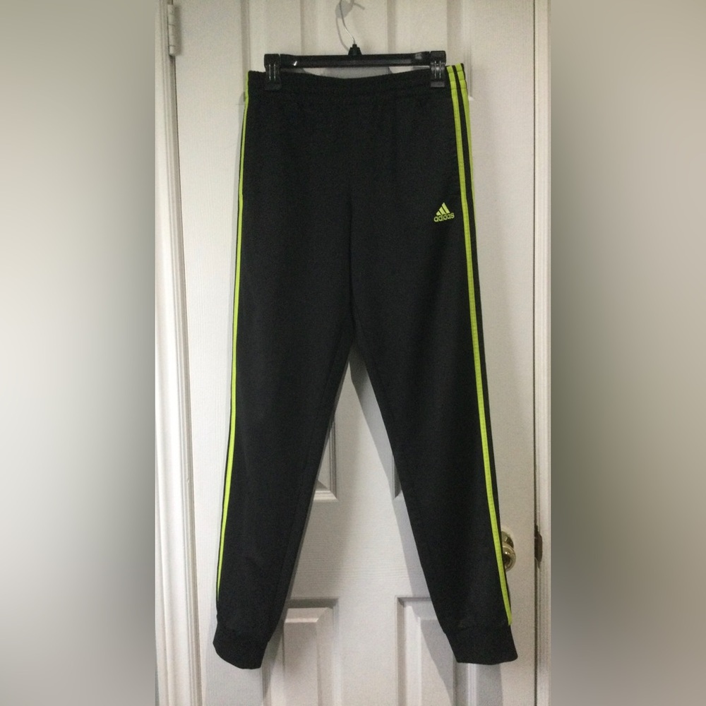 Adidas Originals Black and Green Sweatpants with Stripes